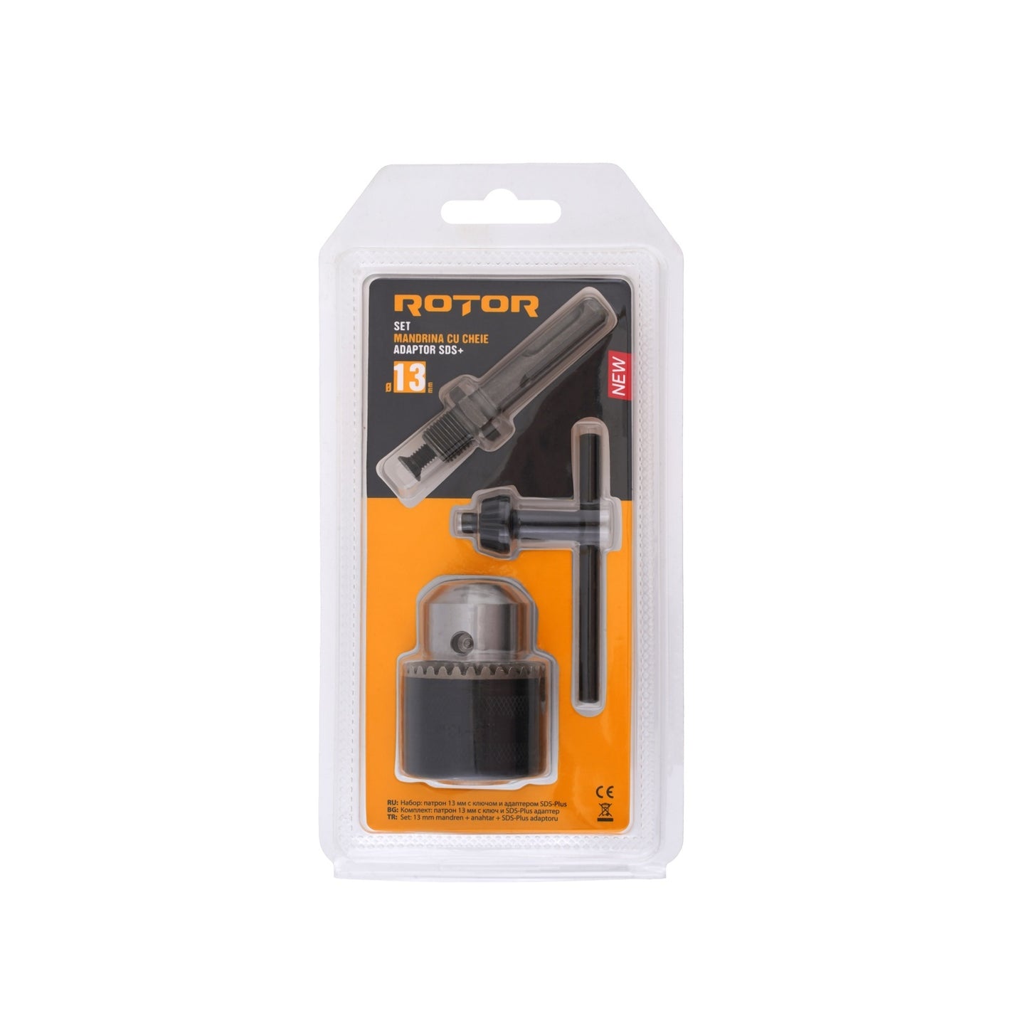 Set mandrina 13 mm cu cheie si adaptor SDS-Plus ROTOR
