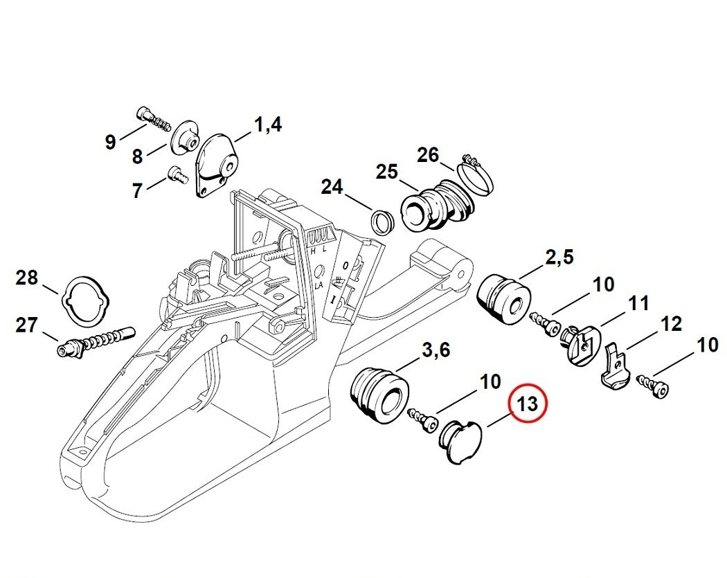 Set pentru drujba suport amortizor drujba compatibil Stihl MS240 - MS660 (3 buc) - vedere 2