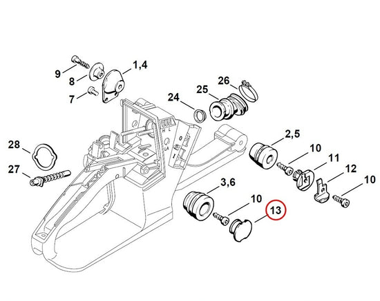 Set pentru drujba suport amortizor drujba compatibil Stihl MS240 - MS660 (3 buc) - vedere 2