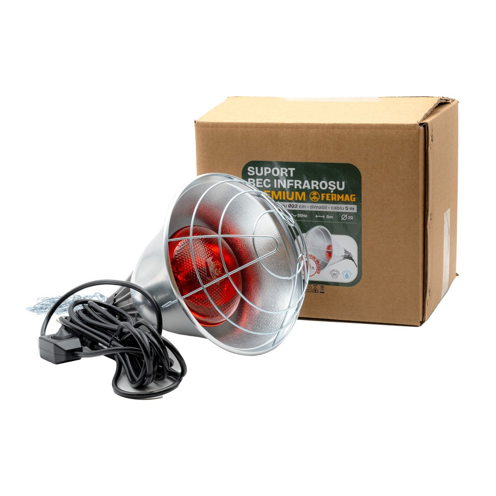 Suport bec infrarosu Fermag Premium 30 cm dimabil cablu 5 m bec 100W inclus