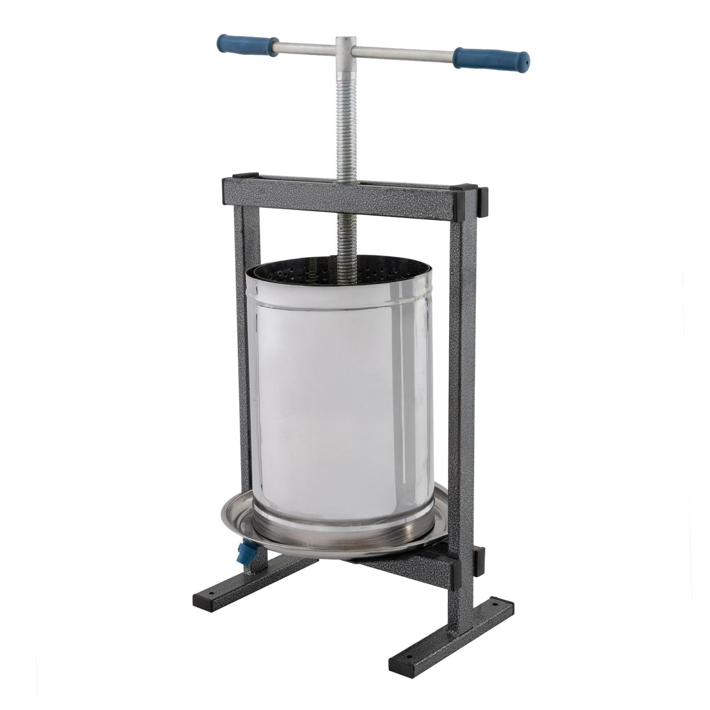 Teasc inox Vilen 20L cu ax filetat, tava scurgere si sac tescovina, pentru struguri si fructe