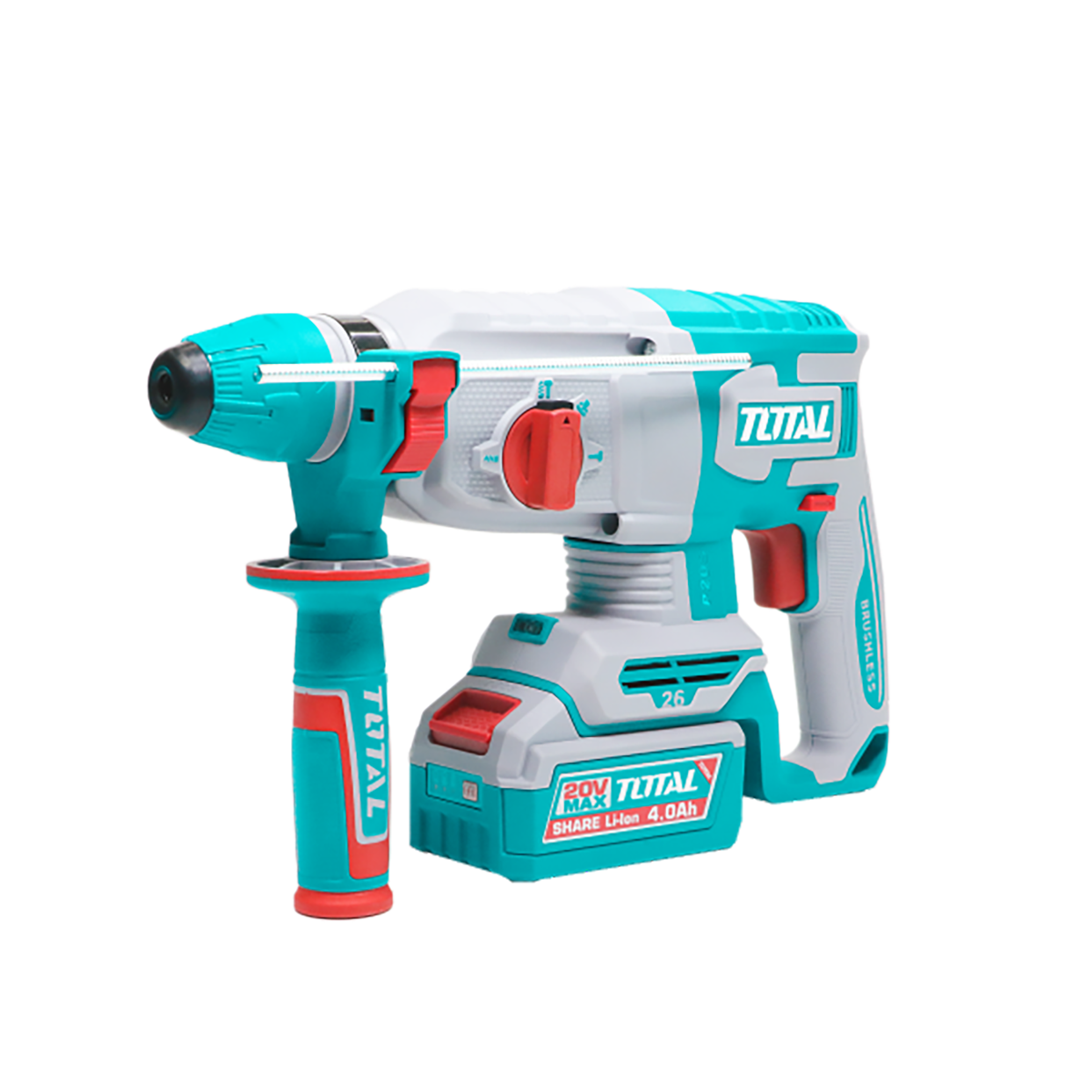 Ciocan rotopercutor TOTAL 20V, 2.5 J, brushless, SDS Plus, 2 acumulatori 4.0Ah, incarcator inclus