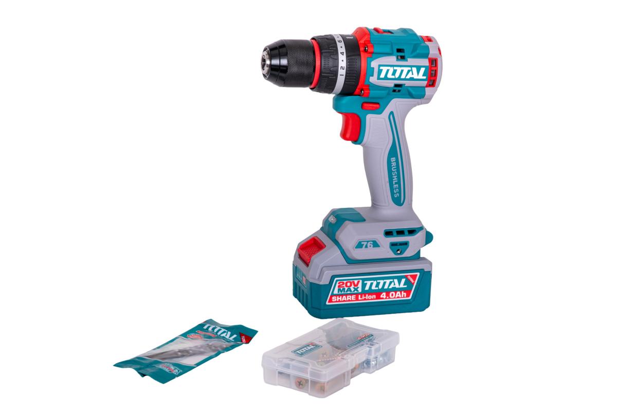 Kit combo TOTAL 20V cu fierastrau circular, masina de gaurit cu impact si slefuitor