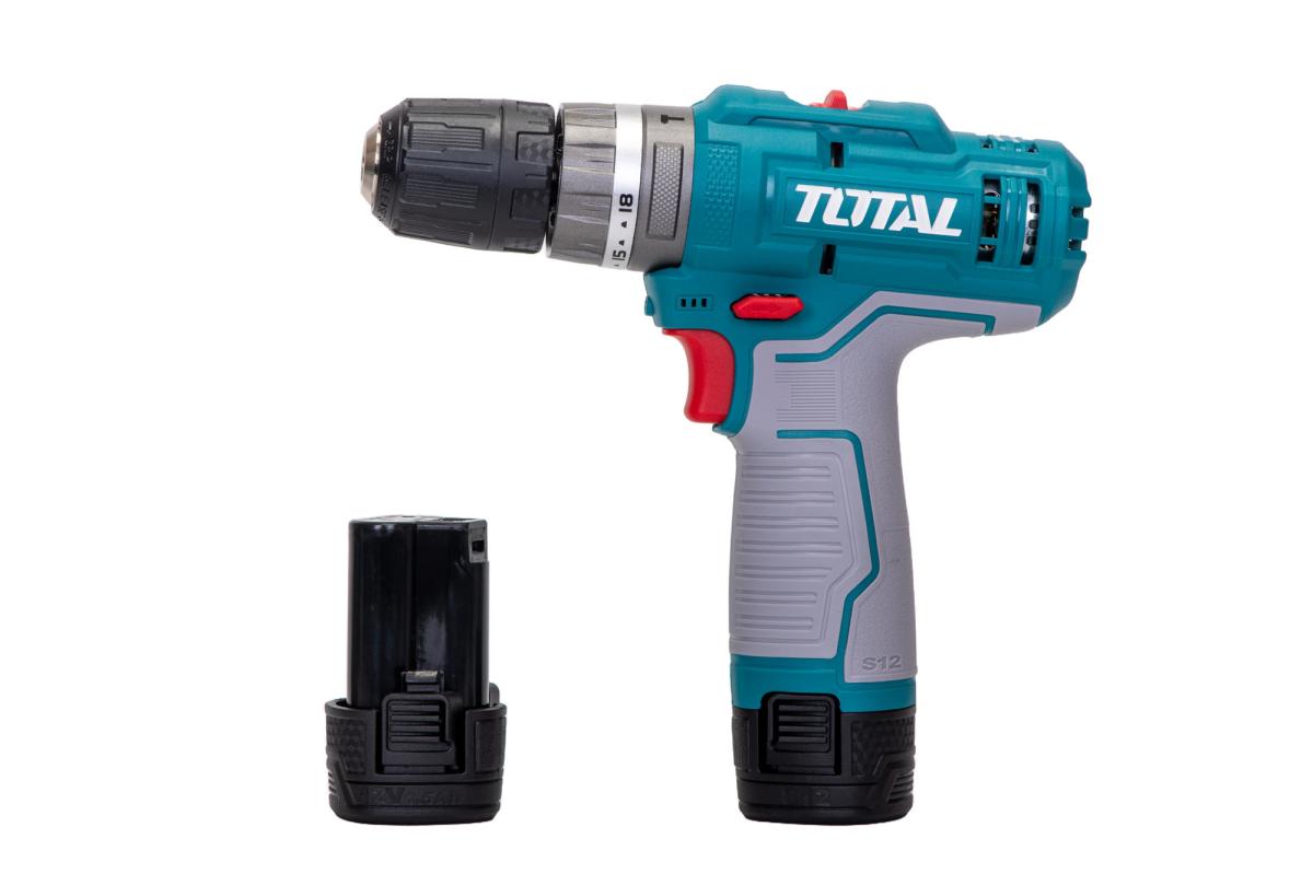 Masina de gaurit cu percutie TOTAL 12V, 20 Nm, 2 acumulatori 1.5Ah
