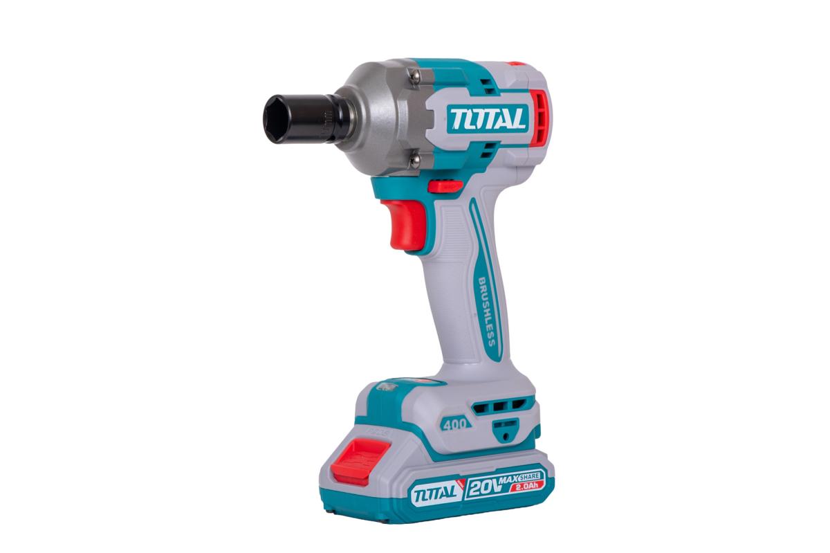 Masina de insurubat cu impact TOTAL 20V, 400 Nm, 1/2”, Brushless (2 acumulatori + incarcator)