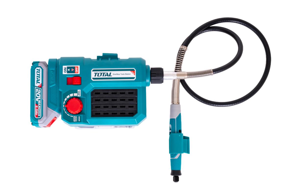 Mini polizor TOTAL 20V, 2.0Ah, viteza variabila, set accesorii (include acumulator si incarcator)