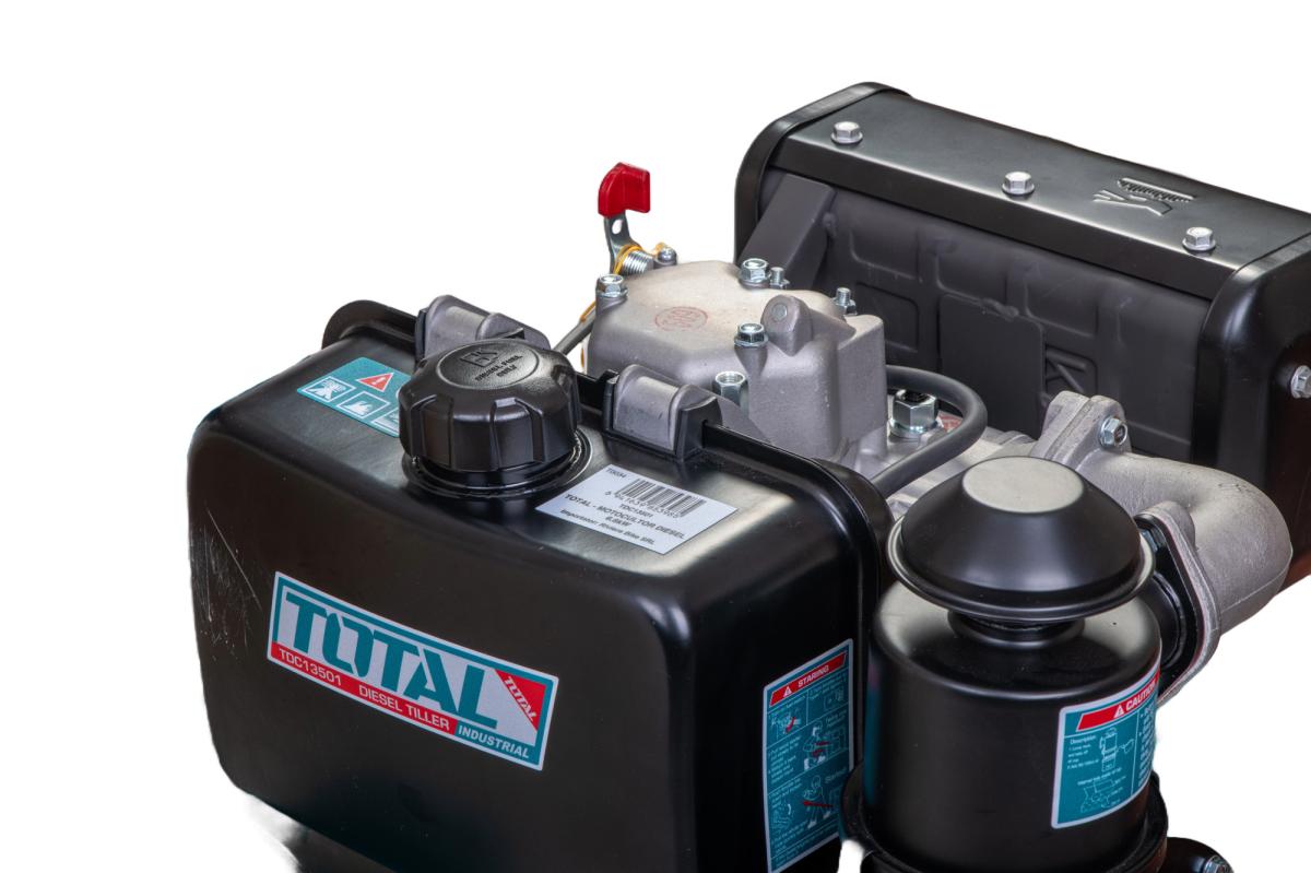 Motocultor Diesel TOTAL 9CP, 6.6kW, cu freze 1350mm si roti transport