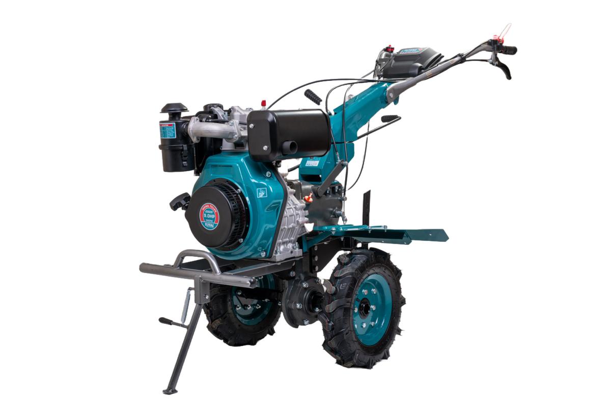Motocultor Diesel TOTAL 9CP, 6.6kW, cu freze 1350mm si roti transport