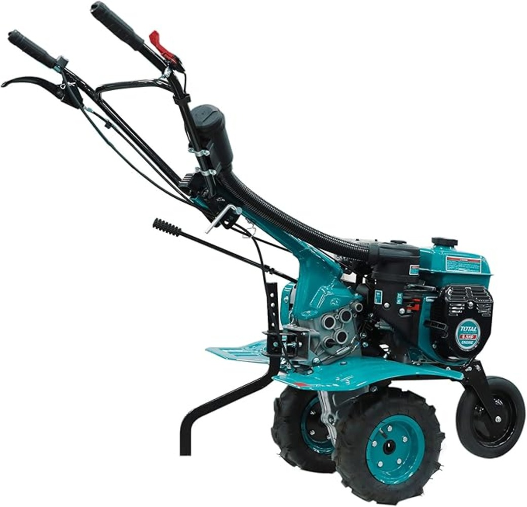 Motocultor pe benzina TOTAL 6.5 CP, latime lucru 90 cm, transmisie pe curea, freze si roti transport