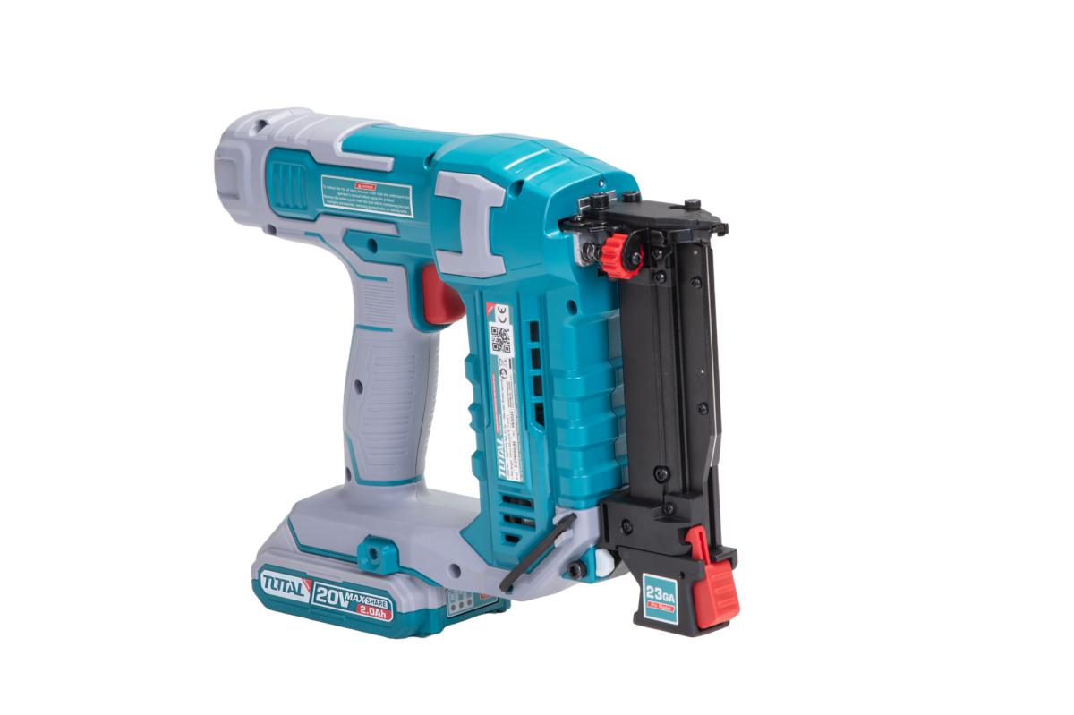 Pistol cuie pentru mobila TOTAL 20V, 10–35 mm, cu acumulator si incarcator