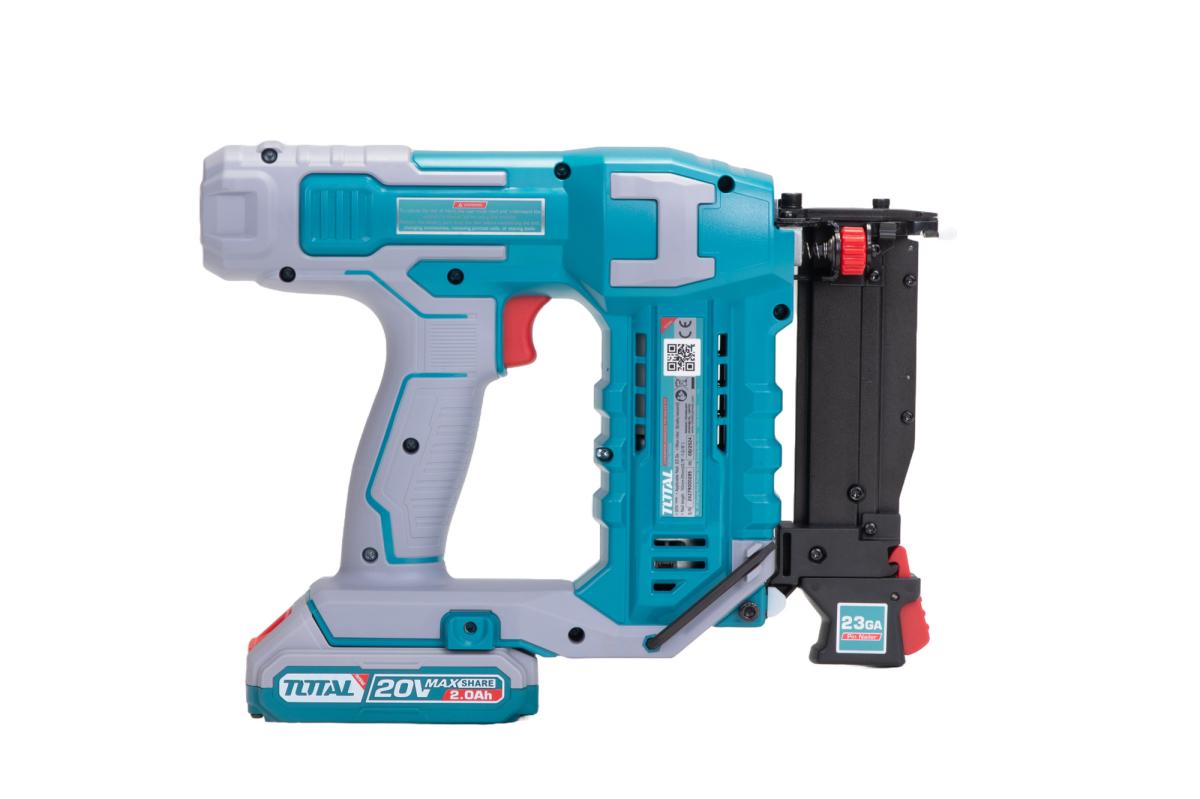 Pistol cuie pentru mobila TOTAL 20V, 10–35 mm, cu acumulator si incarcator