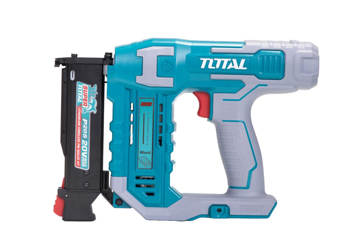 Pistol cuie pentru mobila TOTAL 20V, 10–35 mm, cu acumulator si incarcator