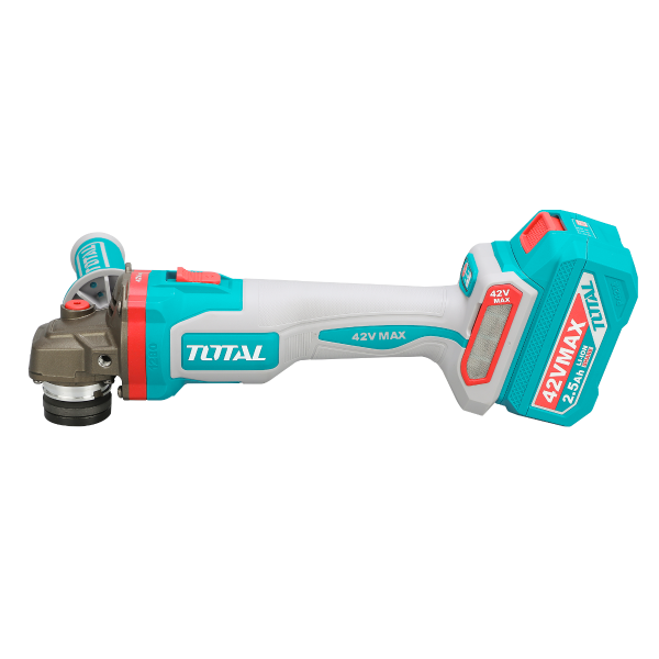 Polizor unghiular TOTAL 42V, 2,5ah 115mm 1280W brushless cu 2 acumulatori si incarcator