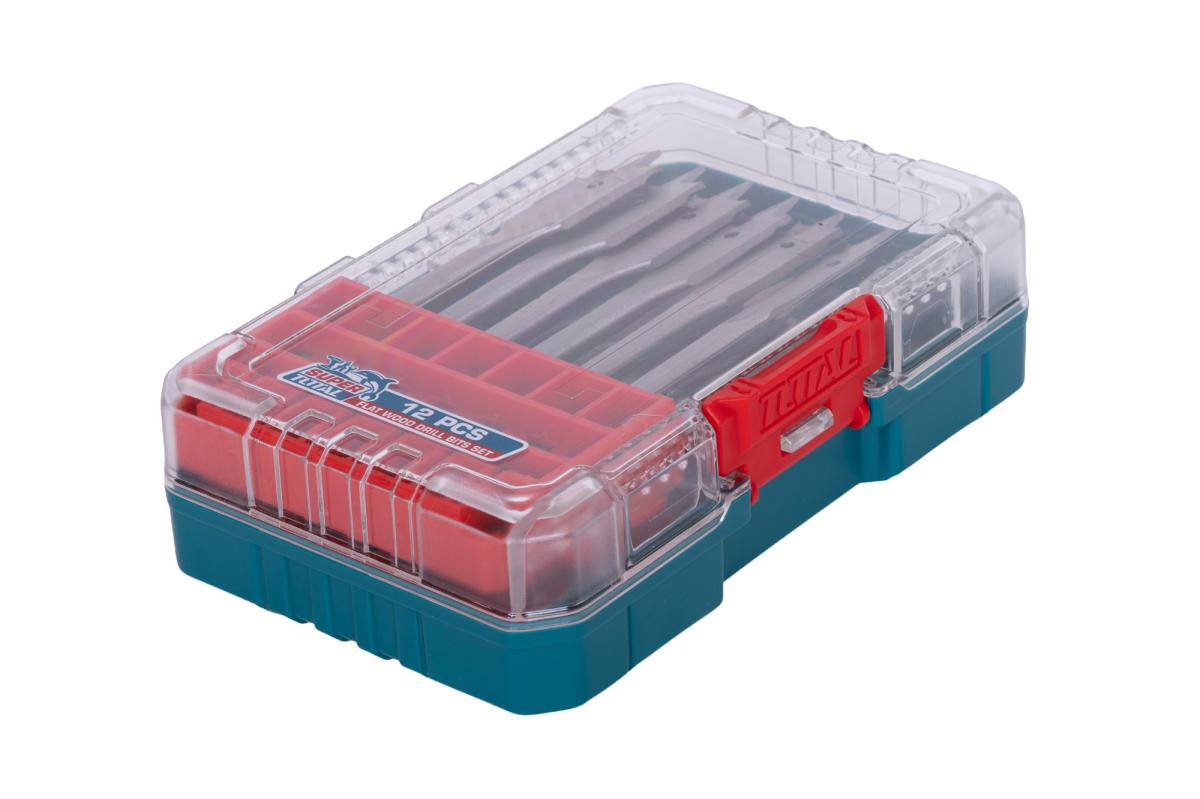 Set 12 burghie plate pentru lemn TOTAL, 8–32 mm, tija hex 1/4"