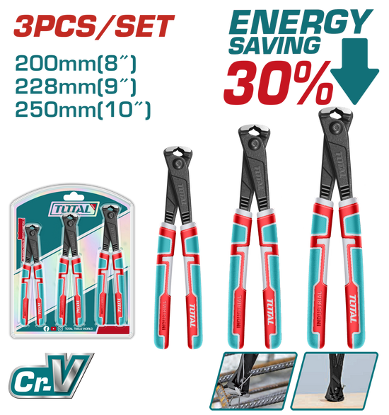 Set 3 clesti TOTAL pentru legat sarma, otel Cr-V, parghie mare