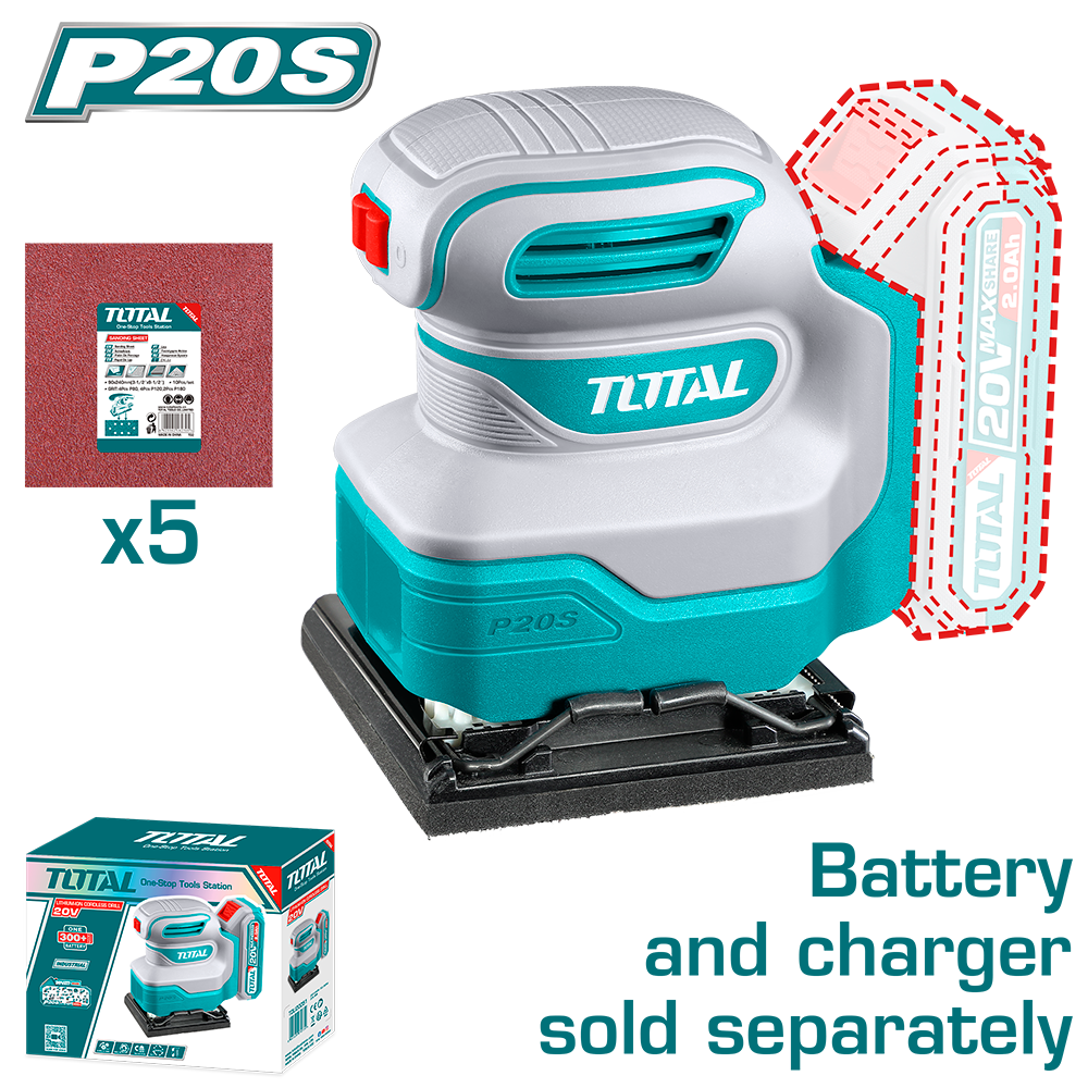 Slefuitor TOTAL 20V, talpa 110 x 100 mm (FARA acumulator si incarcator)