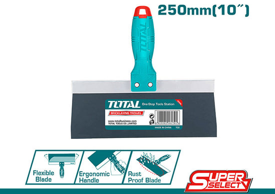 Spaclu pentru gips carton TOTAL 250 mm, 10 inch, lama 0.5 mm