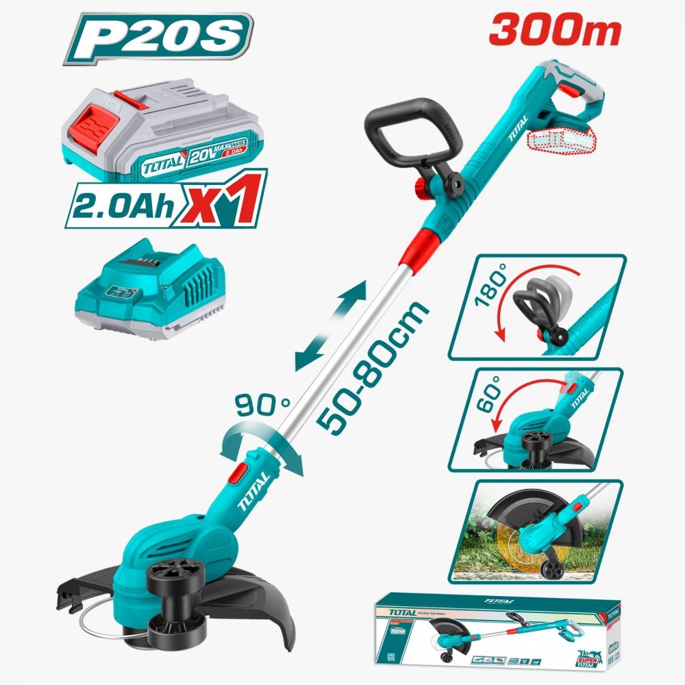 Trimmer tuns iarba TOTAL 20V Li-Ion cu acumulator si incarcator