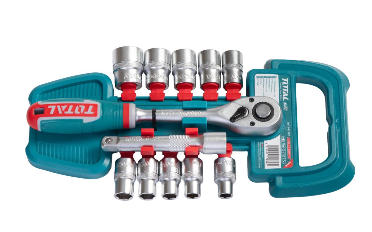 Trusă Chei Tubulare 1/2" Total, 12 Piese cu Antrenor - Set Industrial Cr-V