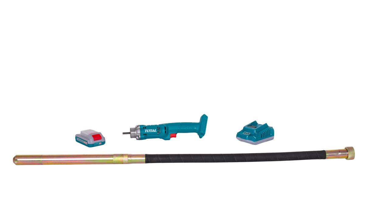Vibrator beton TOTAL 20V 2.0Ah, lance 35mm 1200mm, acumulator si incarcator incluse