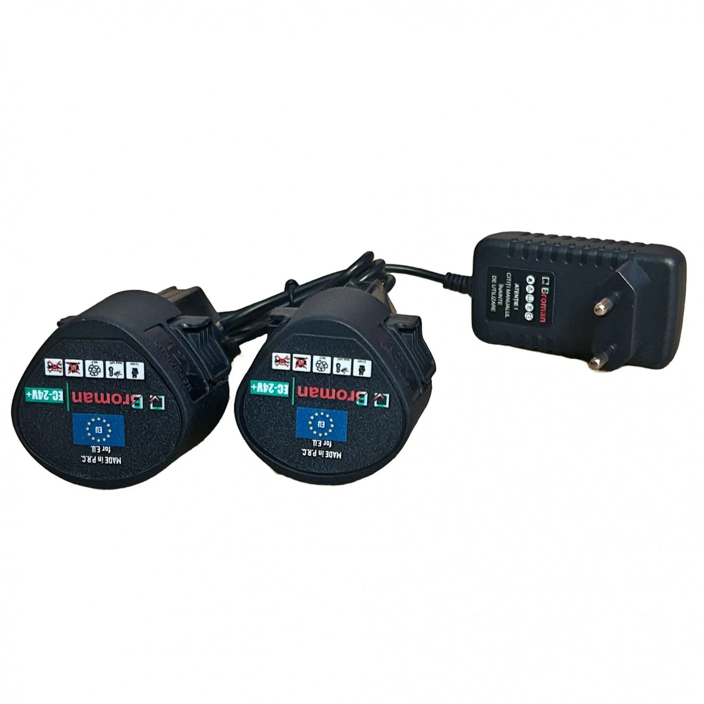 Motocoasa electrica Broman 24V, 750W, 2 acumulatori, 14000 rpm, cap rotativ, accesorii incluse