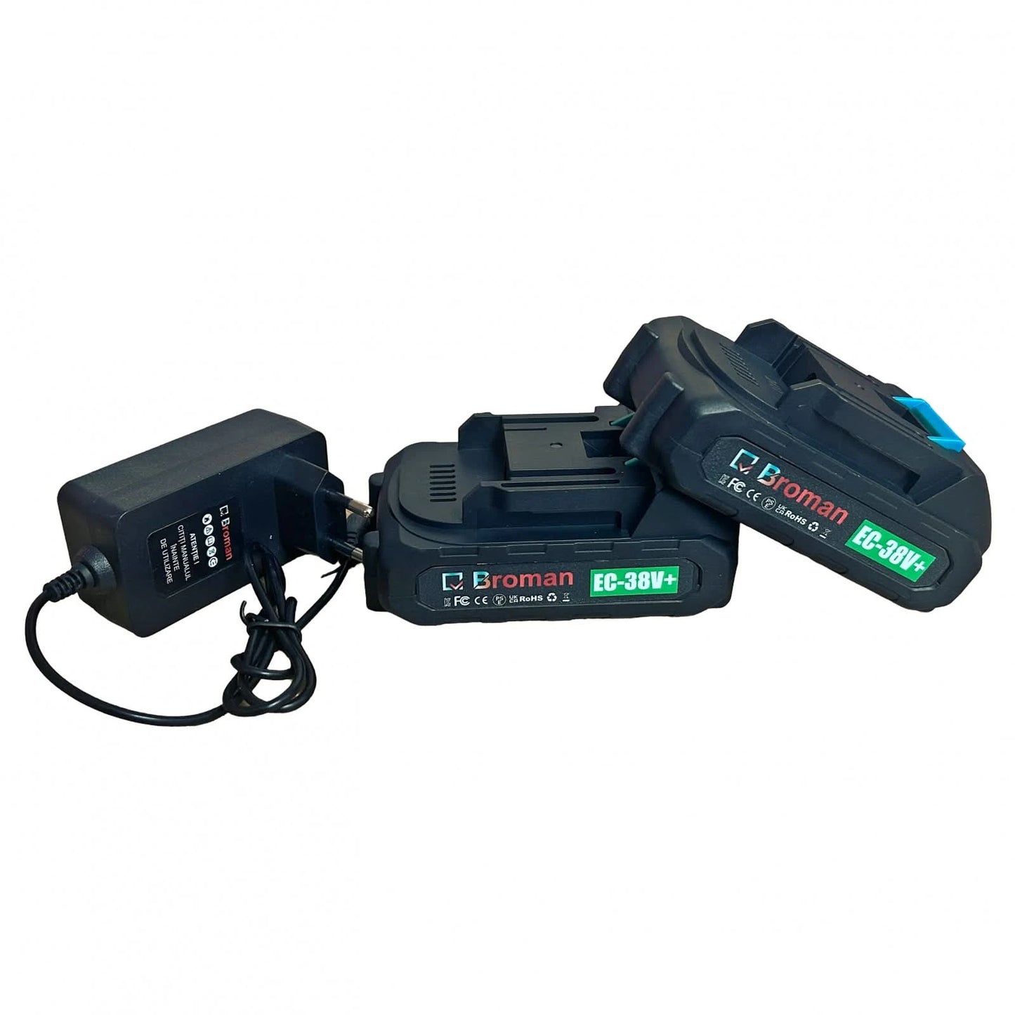 Motocoasa electrica Broman 38V, 950W, 14000 rpm, 2 acumulatori, cap rotativ, accesorii incluse