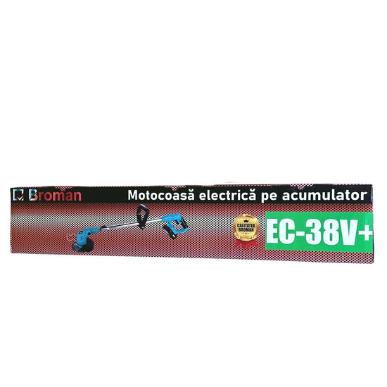 Motocoasa electrica Broman 38V, 950W, 14000 rpm, 2 acumulatori, cap rotativ, accesorii incluse