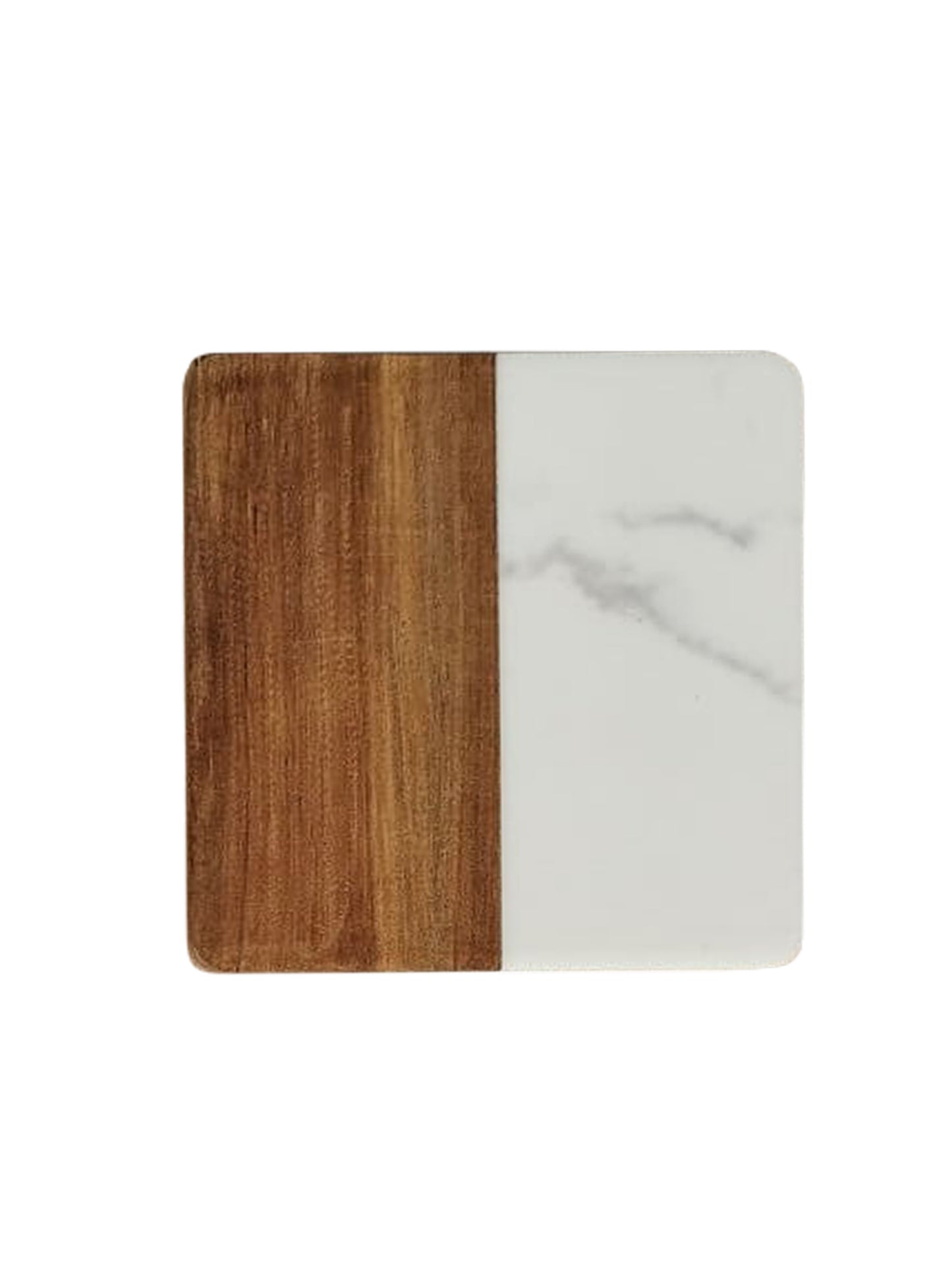 Suport de pahare patrat din marmura si lemn SanDonna - Alb