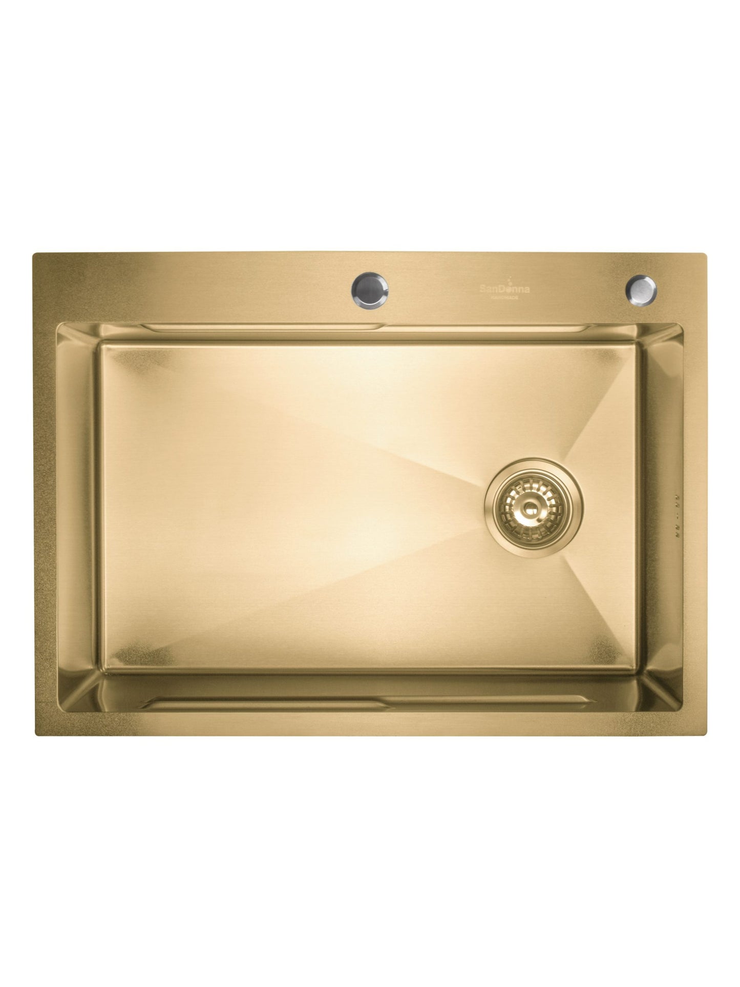 SET Chiuveta SanDonna HD7050 auriu din inox handmade cu dozator de sapun, tavita de scurgere si tocator + Baterie flexibila SanDonna ANDRA auriu negru flexibila