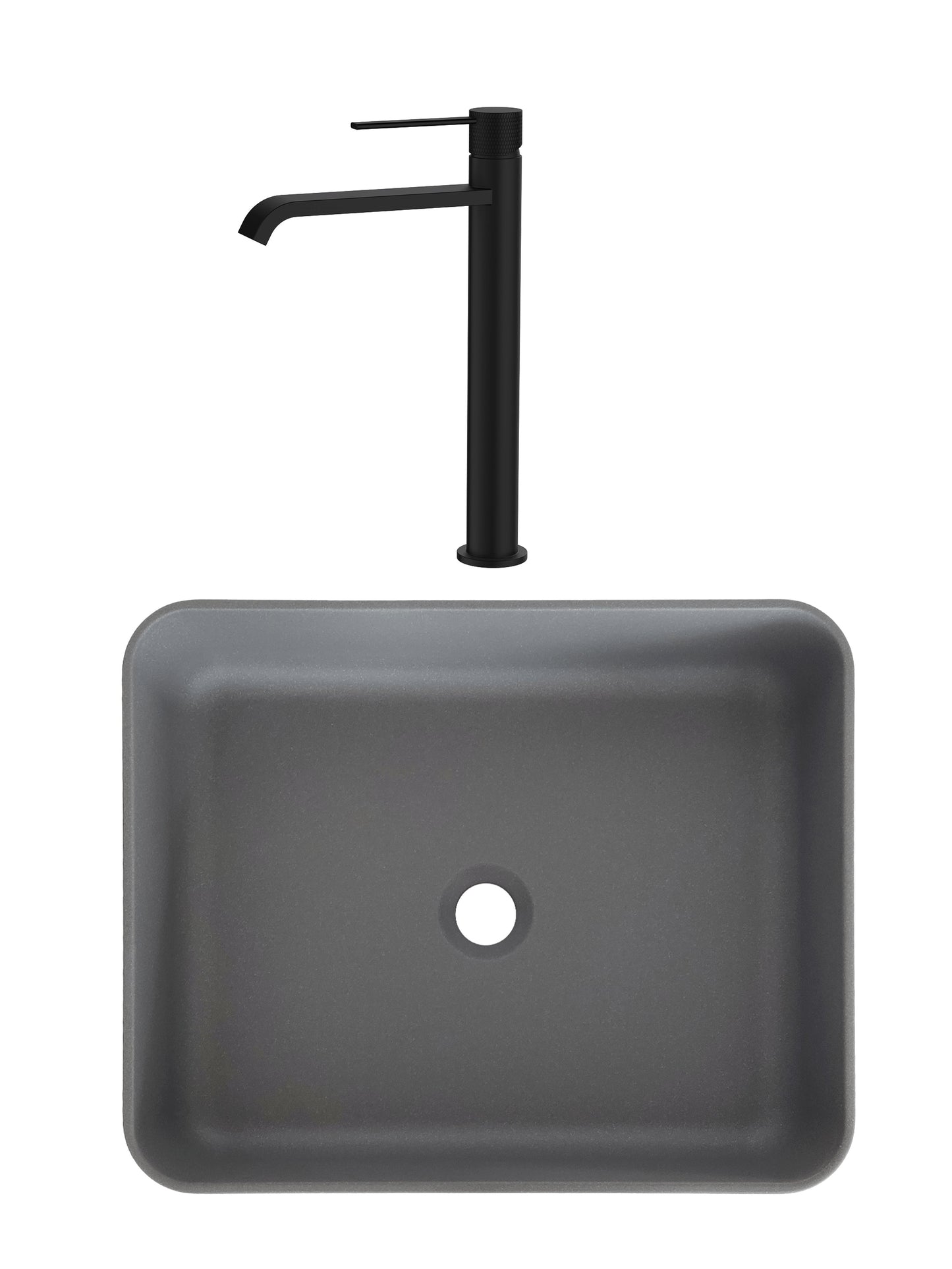 SET Lavoar de baie din granit compozit Niva + Baterie Dorota negru - Gri