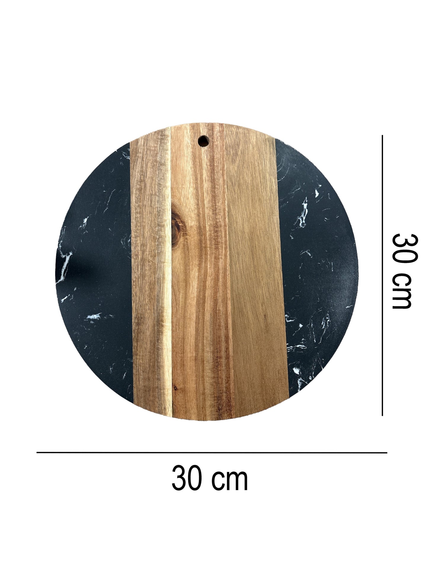 Tocator rotund de bucatarie din marmura si lemn SanDonna negru - mare
