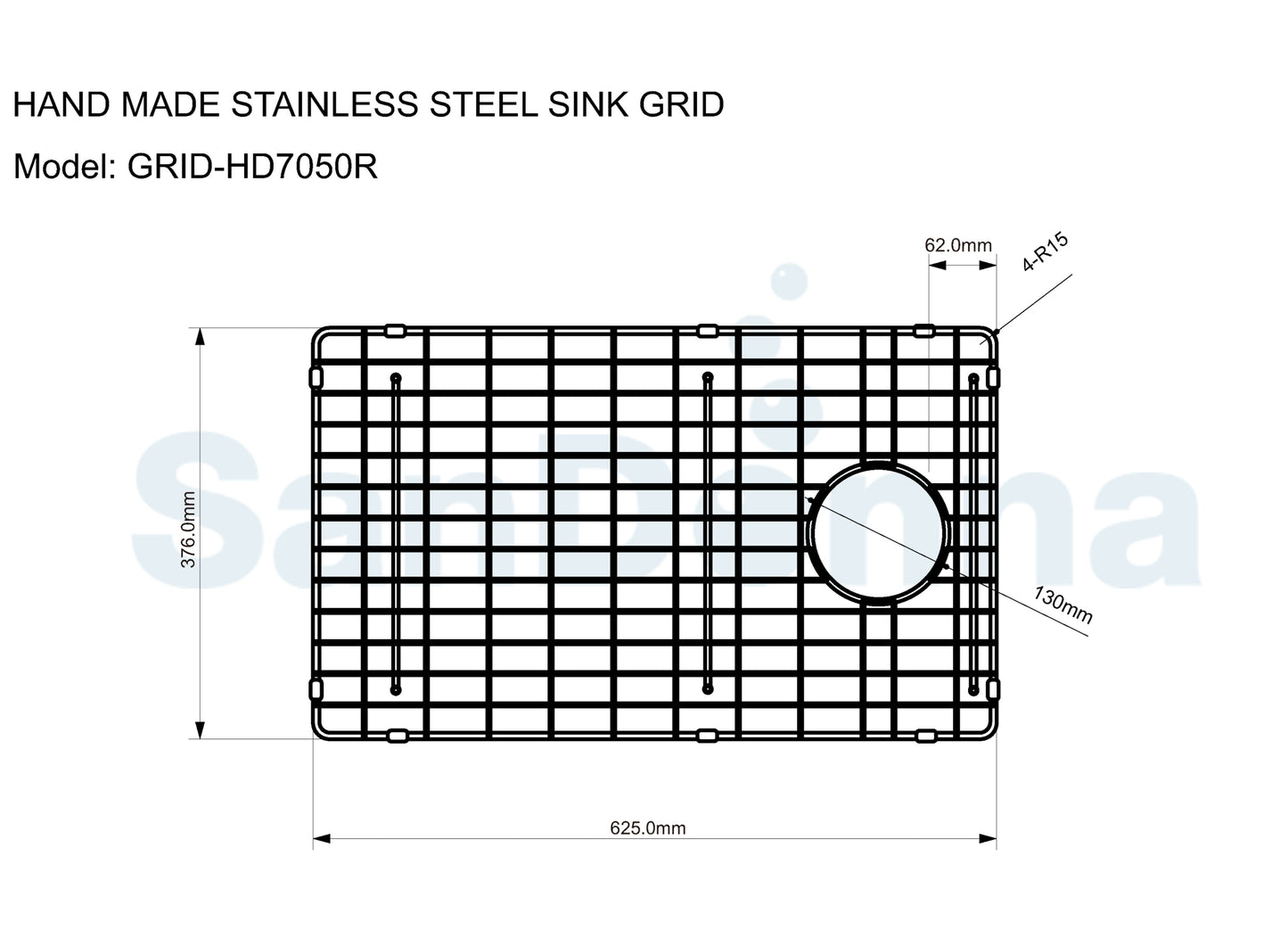 Gratar de protectie din inox pentru chiuvete - Sandonna HD7050R - 37.6 x 62.5cm