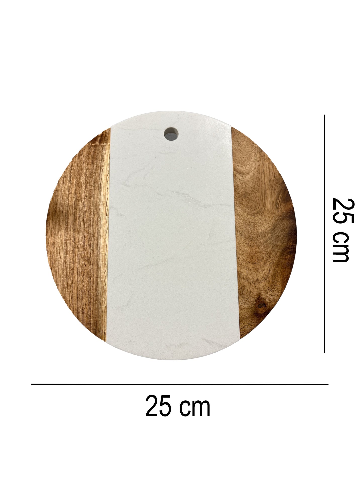 Tocator rotund de bucatarie din marmura si lemn SanDonna alb - mic