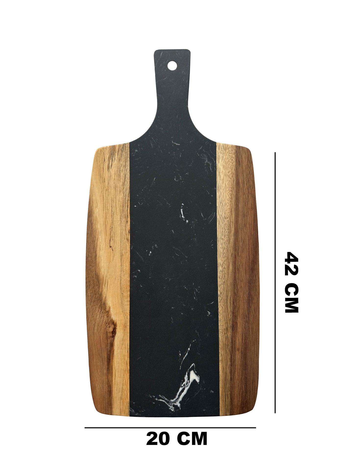 Tocator de bucatarie din marmura si lemn SanDonna negru - mare