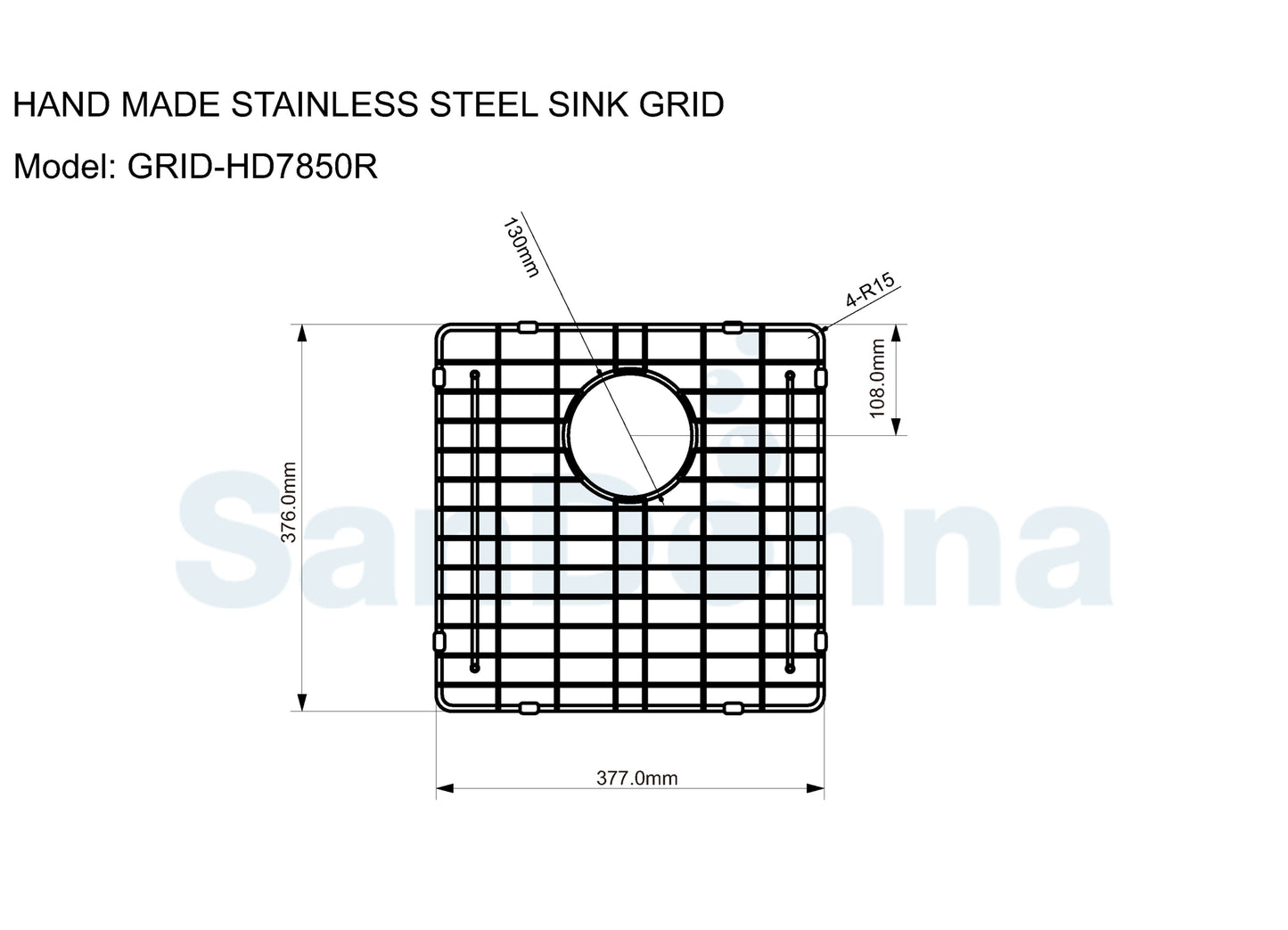 Gratar de protectie din inox pentru chiuvete - Sandonna HD7850R - 37.6 x 37.7cm