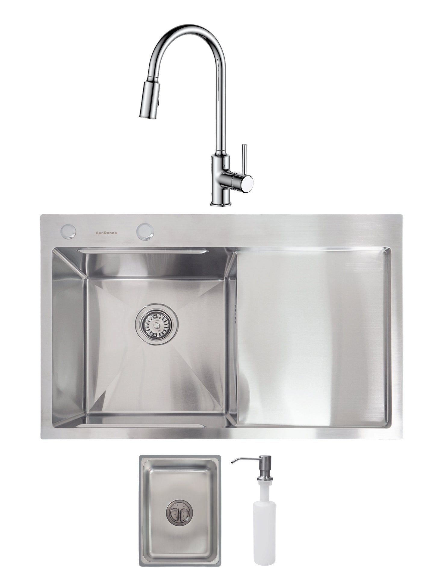 SET Chiuveta SanDonna HD7850 crom + Baterie SanDonna Cami crom - Inox