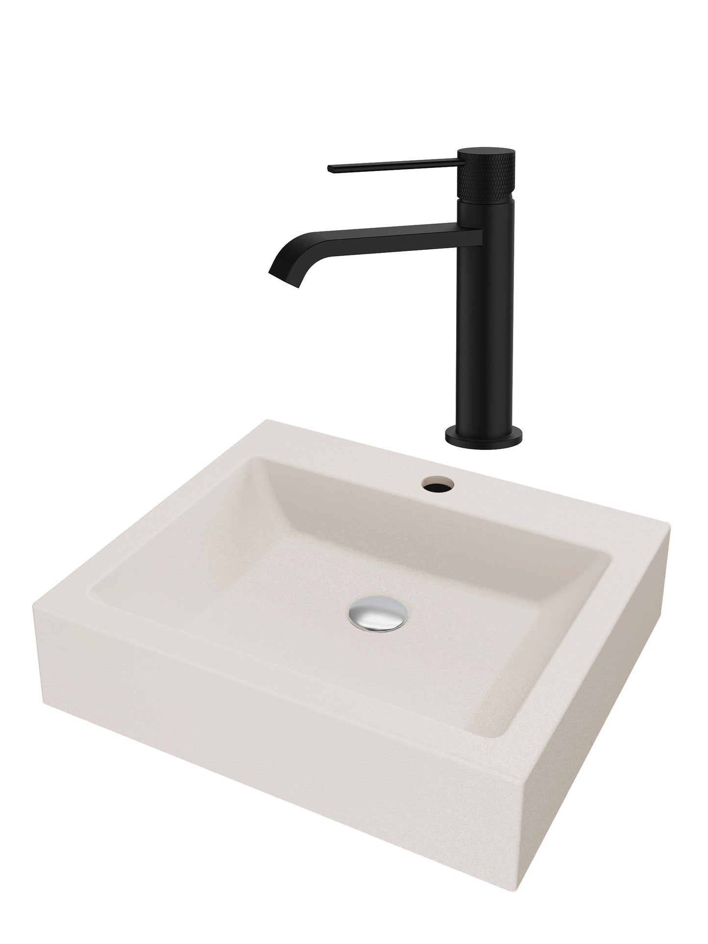 SET Lavoar de baie din granit compozit Timo + Baterie Agata negru - Bej