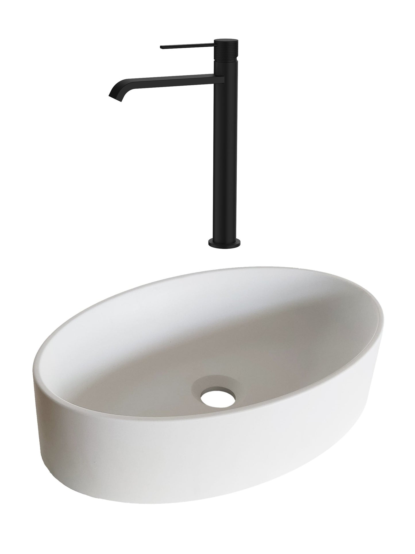 SET Lavoar de baie din granit compozit Arondi + Baterie Dorota negru - Alb