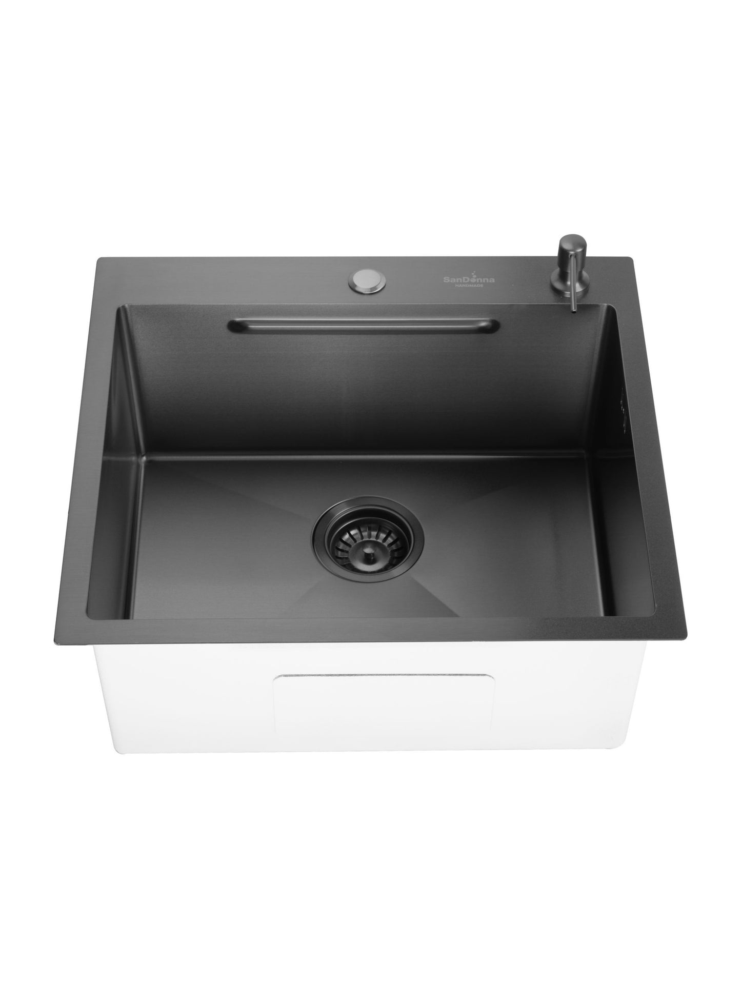 SET Chiuveta SanDonna HD5550 inox cu dozator si tavita + Baterie SanDonna Charlotte cu dus extractabil