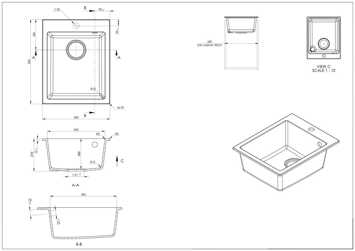 SET Chiuveta SanDonna Vesta + Baterie Waltz Alfa negru
