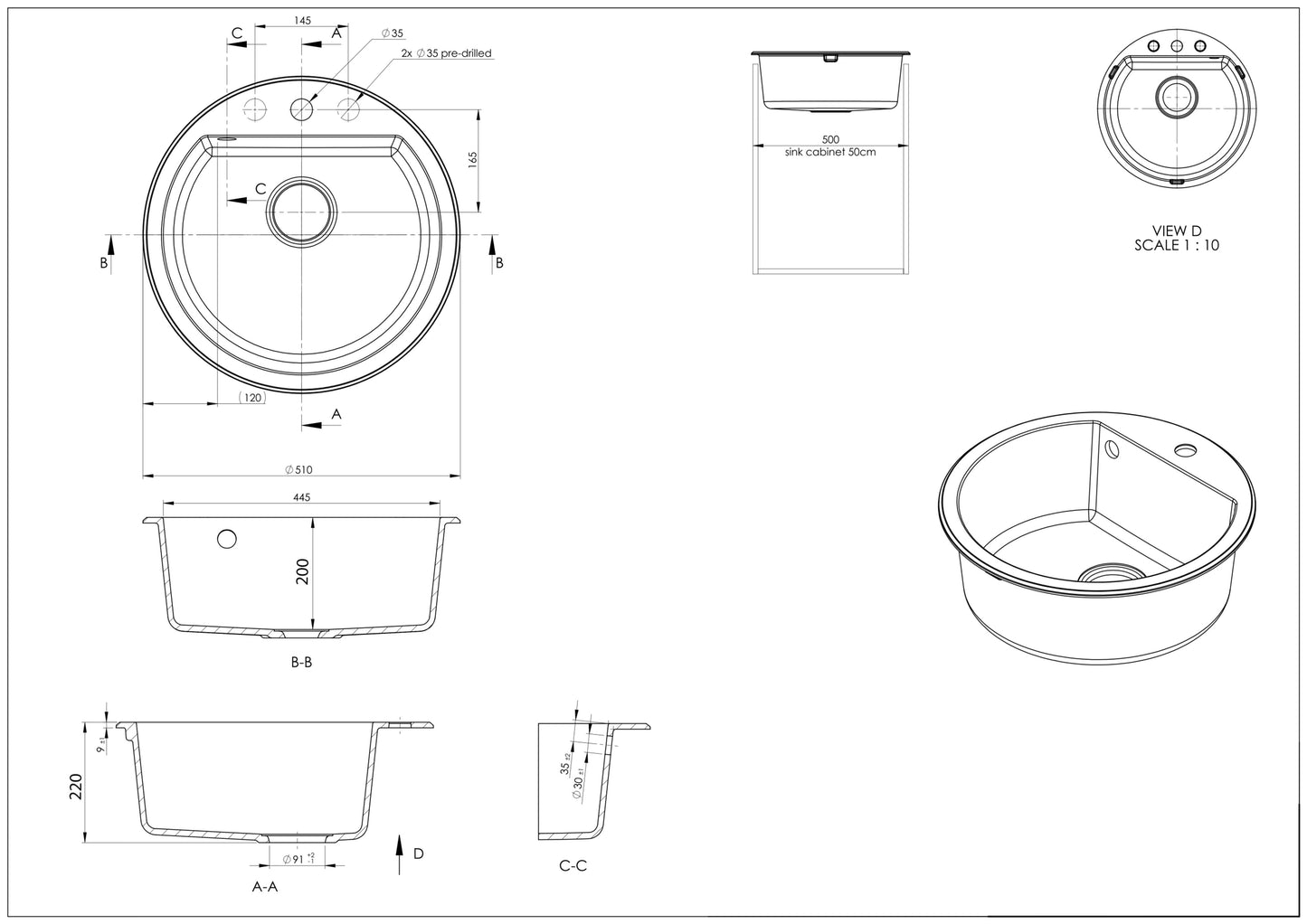 SET Chiuveta granit compozit SanDonna Lena + Baterie Waltz Alfa negru