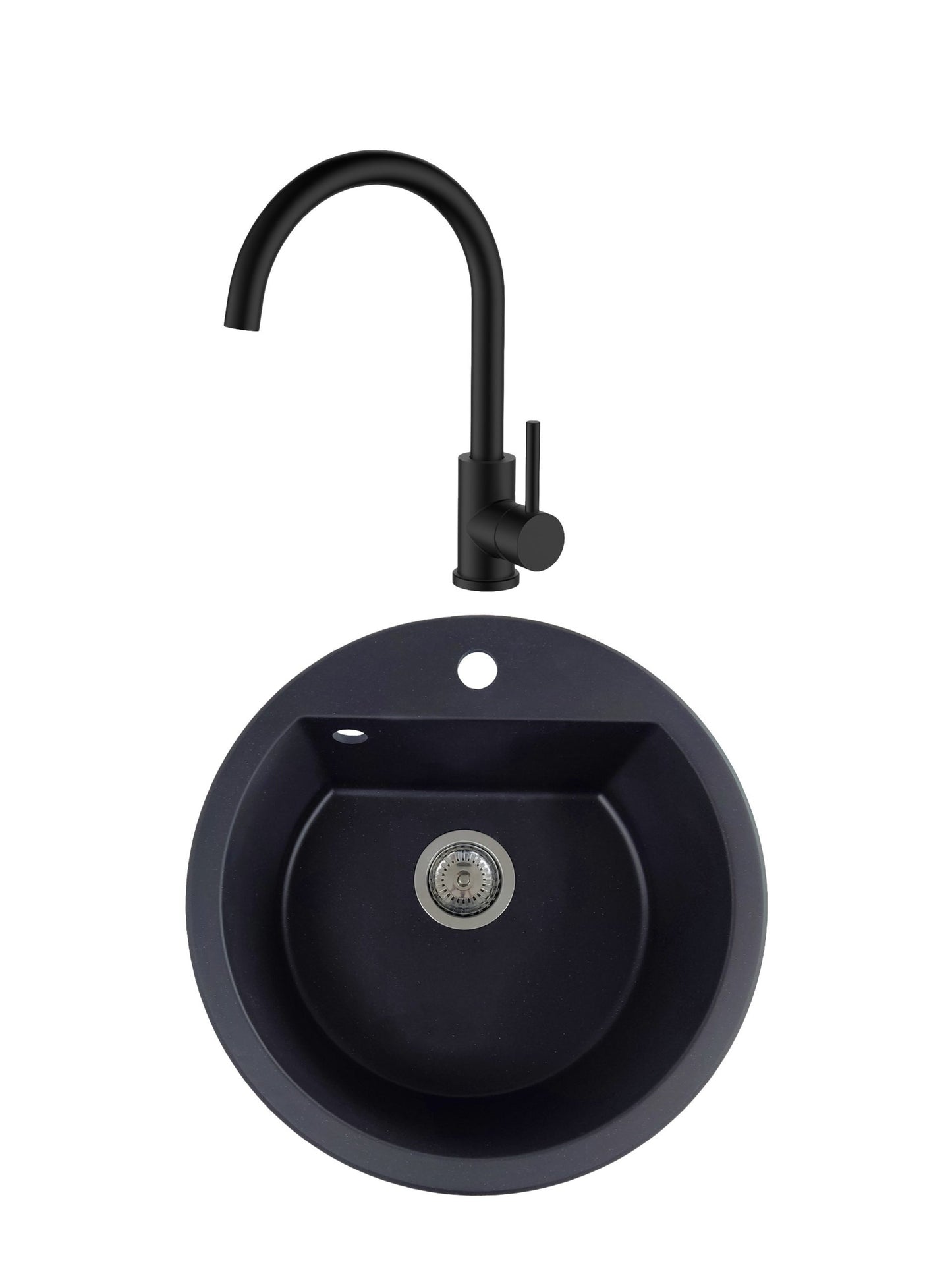 SET Chiuveta granit compozit SanDonna Lena + Baterie Waltz Alfa negru