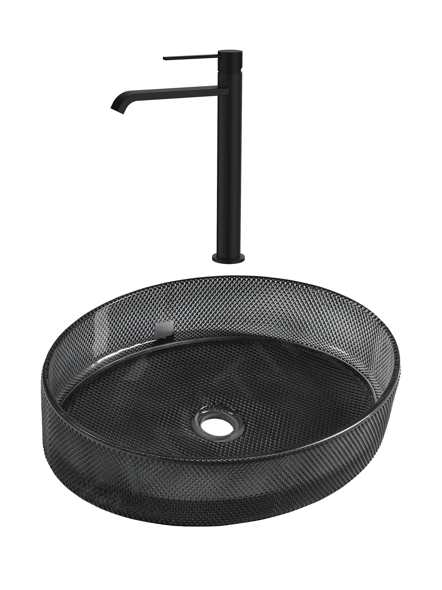SET Lavoar de baie din sticla securizata Vela + Baterie Dorota negru - Negru