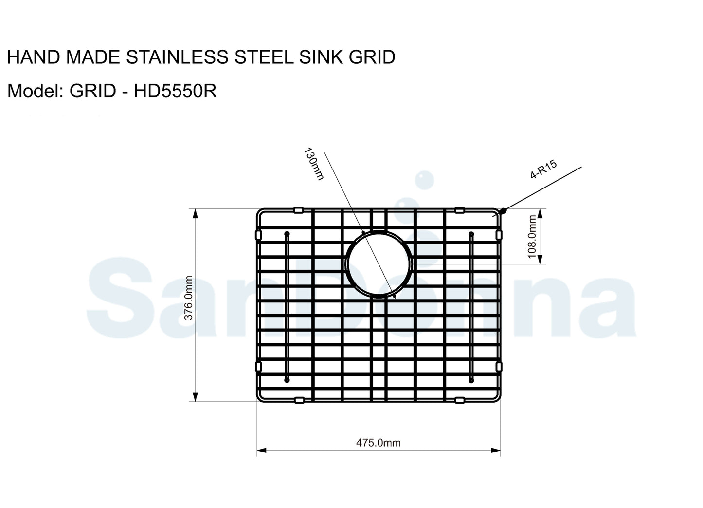 Gratar de protectie din inox pentru chiuvete - Sandonna HD5550R - 37.6 x 47.5cm
