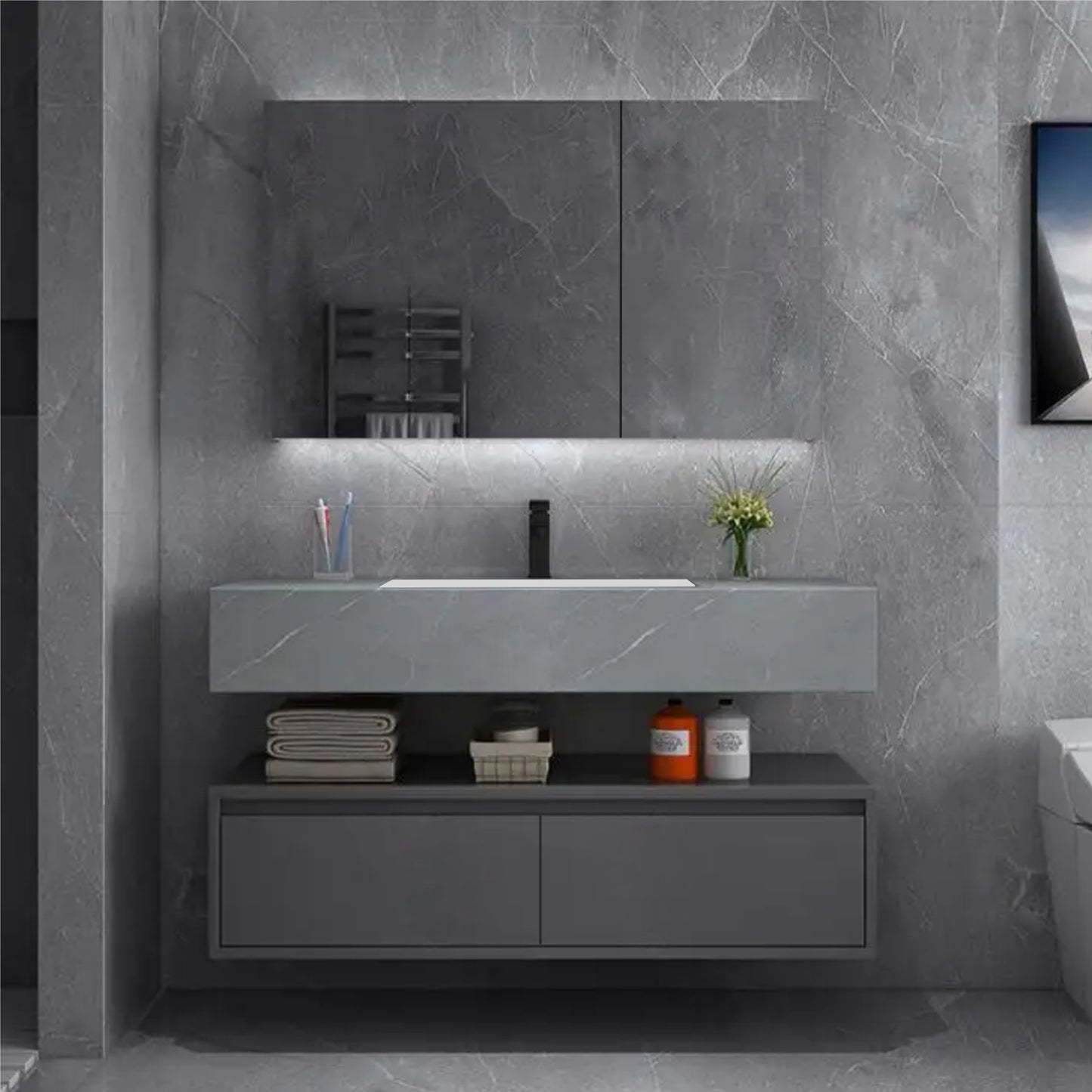 Set de baie NOVA gri - 100x50x15