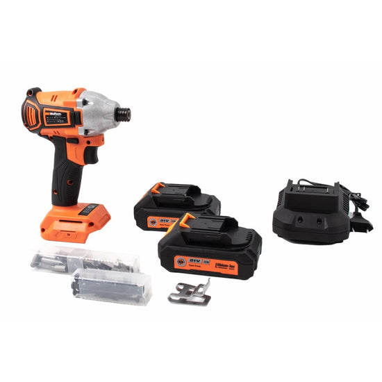 Masina de insurubat cu impact Wolfson 21V 2Ah, 2 acumulatori, Brushless, 180Nm, Hex 1/4
