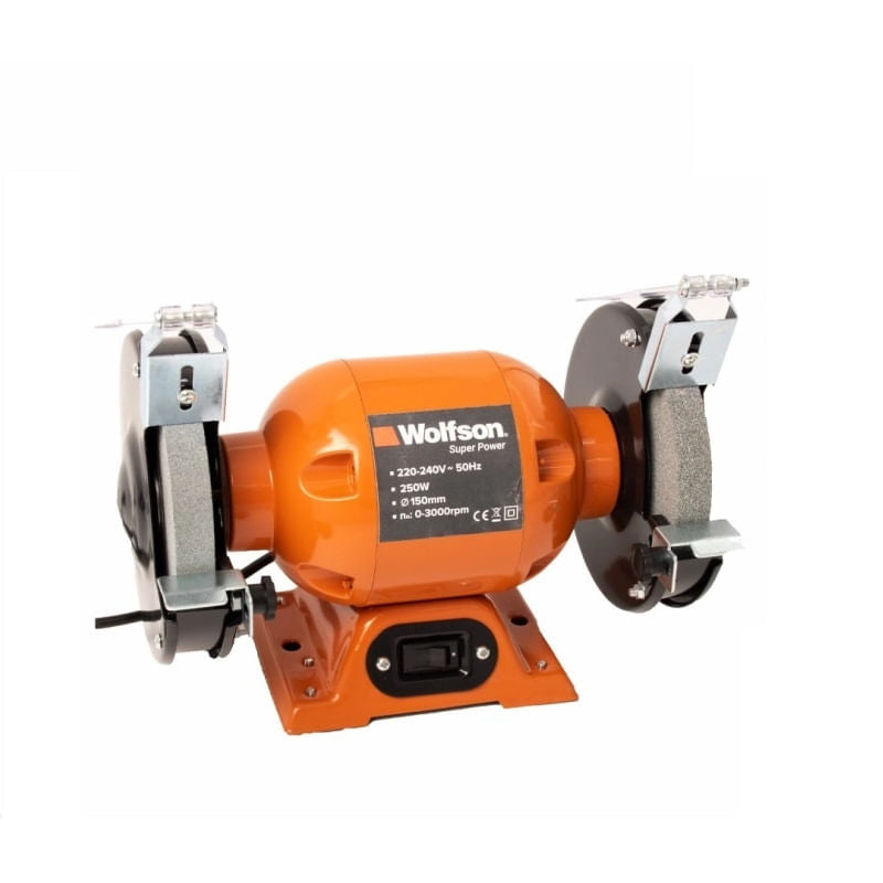 Polizor de banc profesional Wolfson 250W, 150 mm, 3000 rpm, bobinaj cupru