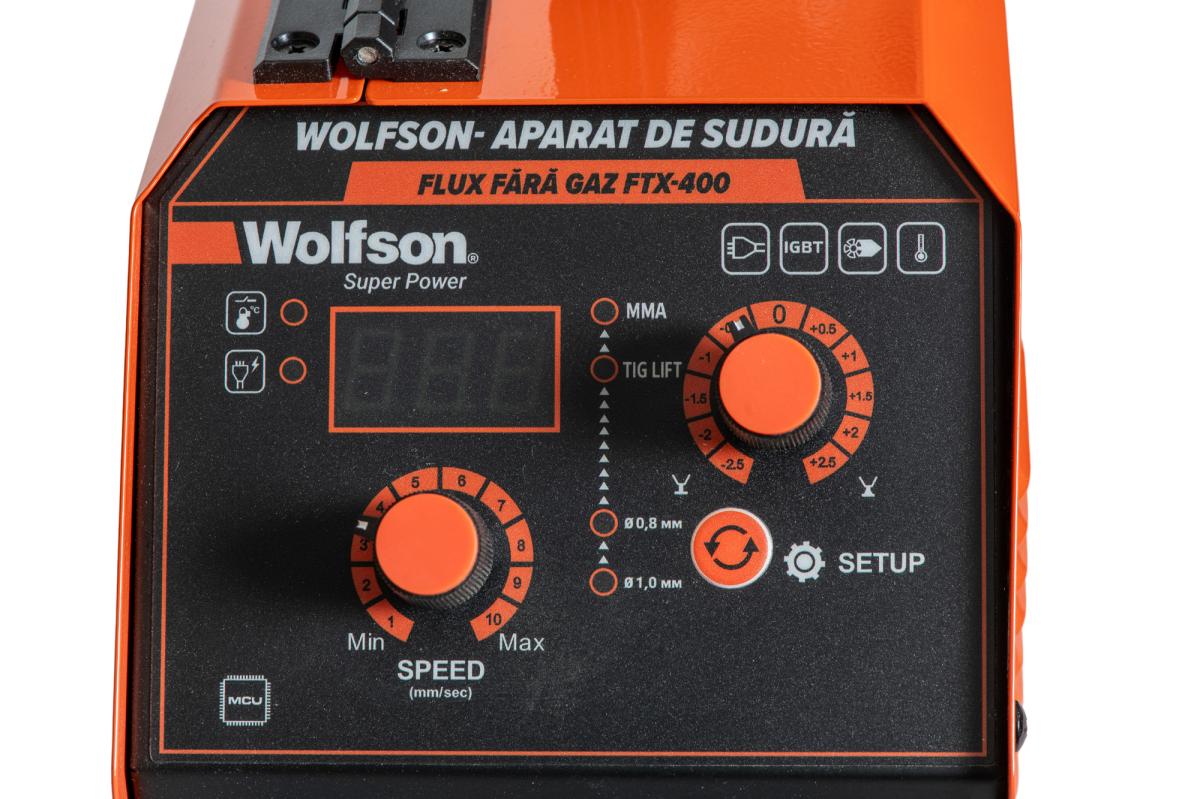 Aparat de sudura WOLFSON FTX-400, MIG flux fara gaz, MMA