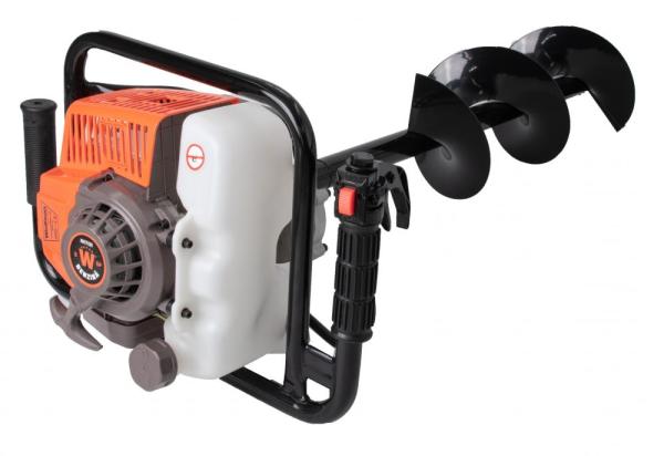 Motoburghiu foreza pamant Wolfson STB-630, 3CP, 63cc, motor 2 timpi, 3 burghie incluse 100mm 150mm 200mm