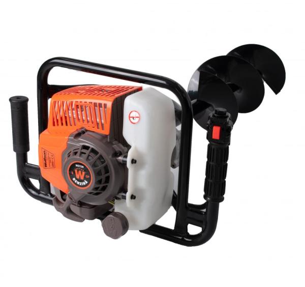 Motoburghiu foreza pamant Wolfson STB-630, 3CP, 63cc, motor 2 timpi, 3 burghie incluse 100mm 150mm 200mm